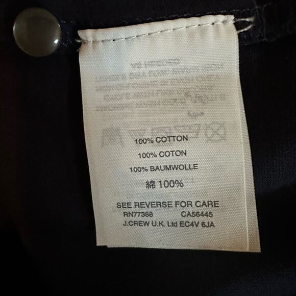 J Crew Navy Blue Ruffle Front Top G5502 Preppy Cotton Blouse Extra Small Shirt - Picture 6 of 12